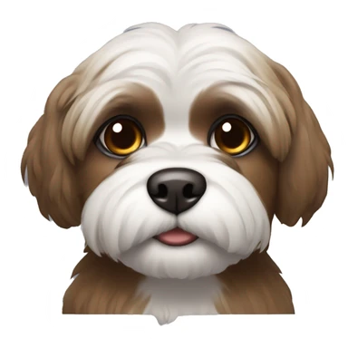 Shitzu with brown fur around mouth and grey around eyes with dark brown eyes sticker