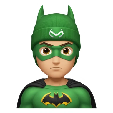 green superhero with beanie batman sticker