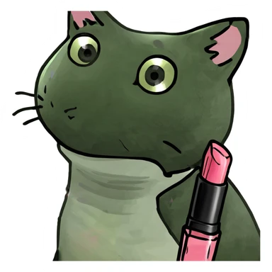 cat wearing lipgloss  sticker