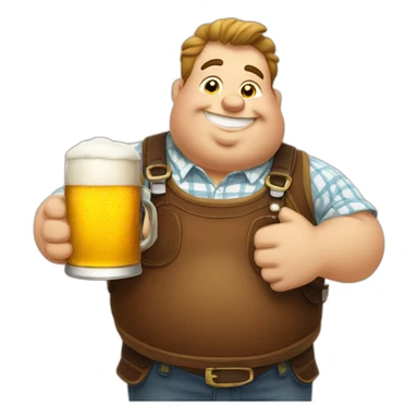 chubby guy drinking beer at oktoberfest sticker