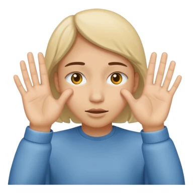 Covering the face with hands and peeping through your finger sticker