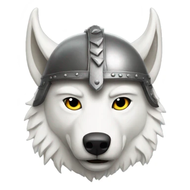 White wolf wearing a viking helmet sticker