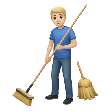 ligth man sweeping the floor sticker