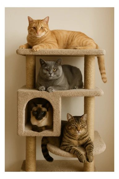 cats relaxing in a vertical playhouse sticker