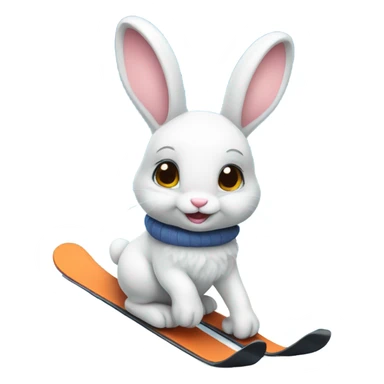 cute baby bunny skiing  sticker