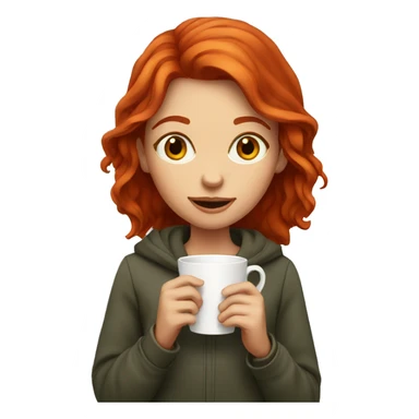 Red headed girl with a coffee cup sticker