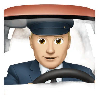 Putin with a cap riding a buggati sticker