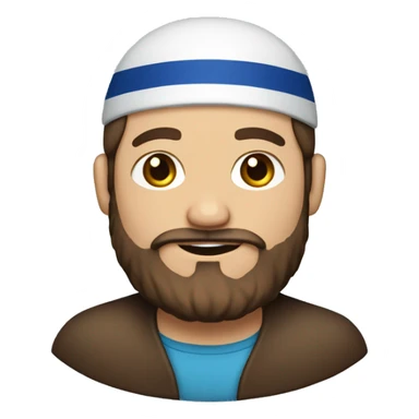 Man with brown hair and beard wearing a yarmulke  sticker