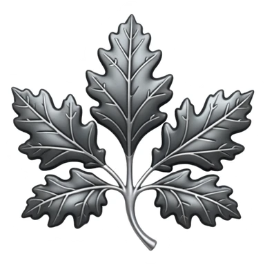 Black and silver filigree Oak leaf, 3D, extremely detailed design sticker