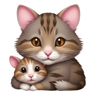 Cat hugs small rat sticker