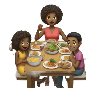multiracial family eating dinner sticker