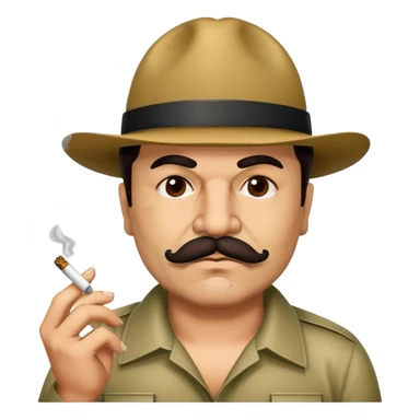El Chapo Guzman with distinctive mustache smoking a marijuana joint sticker