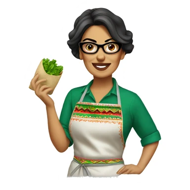 mexican lady green apron  with glasses cooking tacos sticker