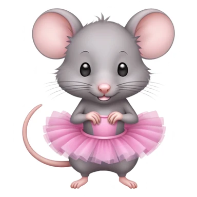 Cute grey rat with pink tutu sticker