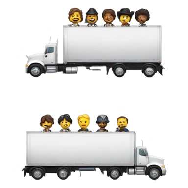 six musketeers driving a semi, no weapons, diverse, male & female, semi truck and trailer sticker