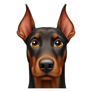 Red and brown Doberman without cropped ears face facing front happy expression  sticker