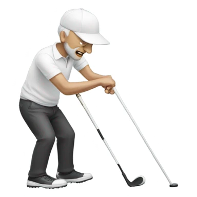 Blind man swinging walking stick like a golf club  sticker