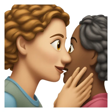 One woman whispers into the ear of another woman closing by hand sticker