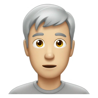 tired white man with very very very short hair in gray sweatshirt is very very very scared sticker
