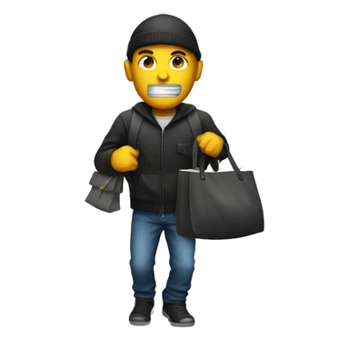 Robber carrying bag of cash sticker