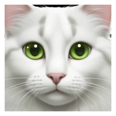 Fluffy white Turkish van cat with gray spot on forehead and green eyes sticker