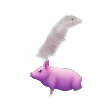Vaporwave spotted cyan purple green orange gradient pig armadillo cow centipede insect sticker