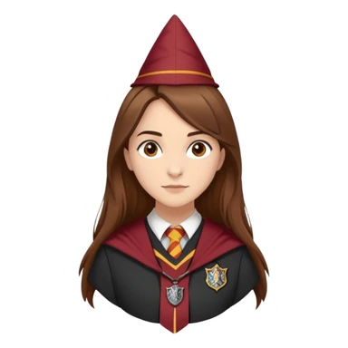Georgina Leonidas is Katie Bell in harry potter, wear hogwarts gryfindor uniform, medium-to-long, straight brown hair, a practical and natural look, light skin sticker