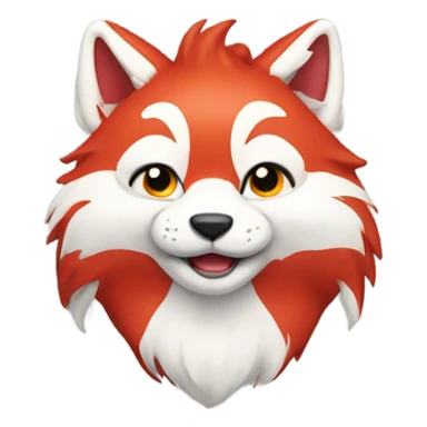 Kitsune head, red and white, happy face sticker