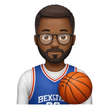 Male Athlete with Glasses – Black man, beard, basketball jersey.

 sticker