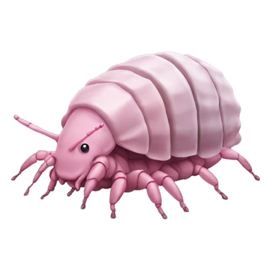 isopod wearing a pink bow sticker