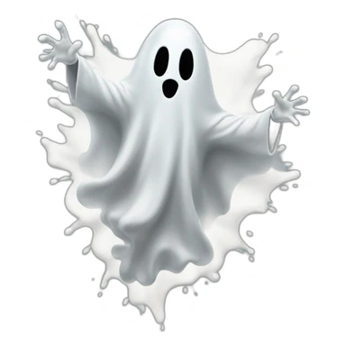 ghost blasting out of a wall and ejecting a spray of greyish white milky substance from lower torso in all directions sticker