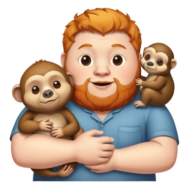 Monkey, sloth, fat ginger man, and chipmunk holding hands sticker