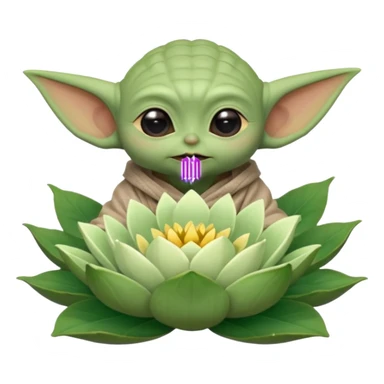 Baby Yoda sentado dentro de una flor de loto sticker