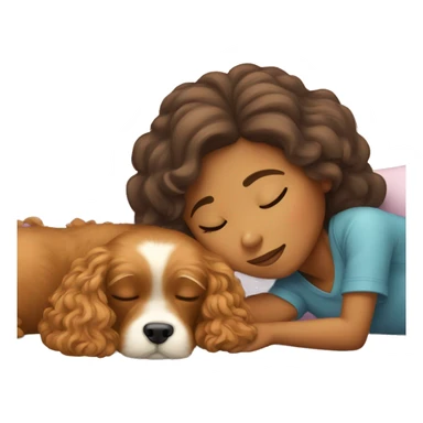 Girl sleeping with Cavapoo  sticker
