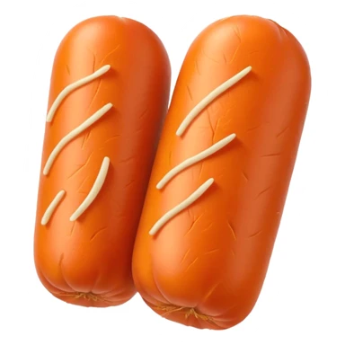 Orange carrot pieces, short fat cylinders, both ends rounded like mini hot dogs sticker