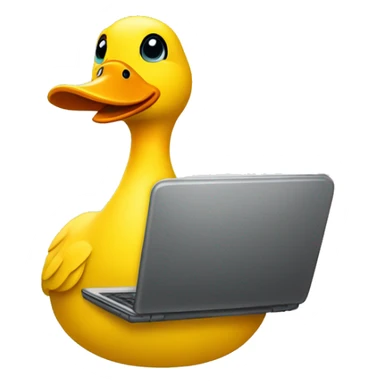 yellow ton duck with a laptop sticker
