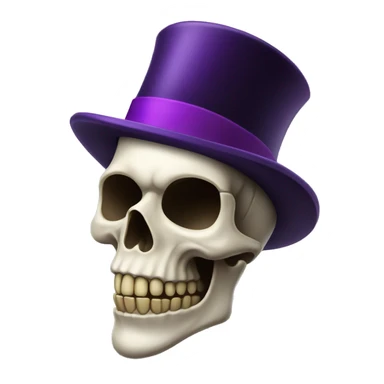 A skull wearing a top hat with purple lipstick  sticker