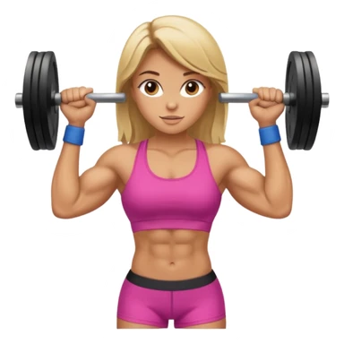 Blondish brown haired girl with big muscles lifting weights   sticker