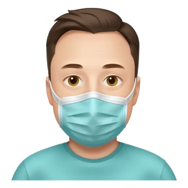 Elon Musk in a medical face mask, emoji style sticker