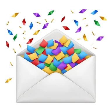 white envelope with confetti sticker
