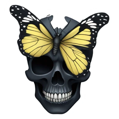 black skull with butterfly sticker