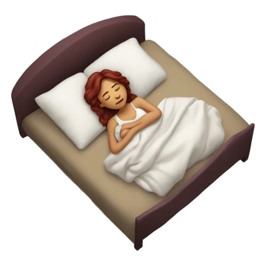 Burgundy haired girl sleeping in bed sticker