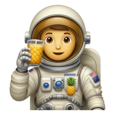 Astronaut drinking double cup with pineapple sticker