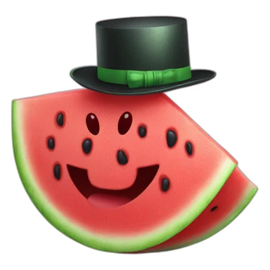 Watermelon slice wearing a top hat sticker