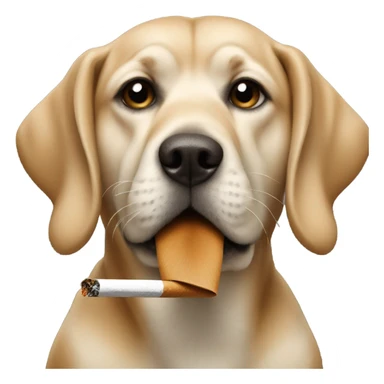 a dog with a cigarette  sticker