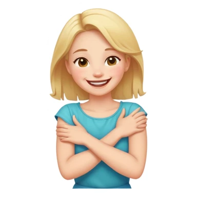 arms crossed around neck laughing girl sticker