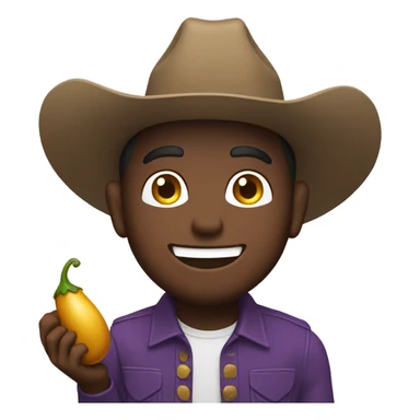 Happy cowboy eating the eggplant emoji sticker