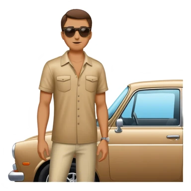 Man with a car sticker