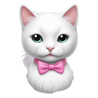 girl white cat with pink bow smoking sticker