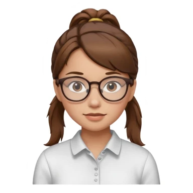 brown haired Ponytail Girl with Glasses sticker